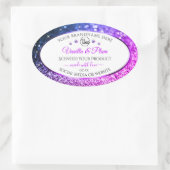 Roze Paarse Glitter Diamonds Logo Productlabels Ovale Sticker (Tas)