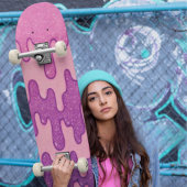 Roze & Paarse Glitter Drip Esthetische Smelten Persoonlijk Skateboard
