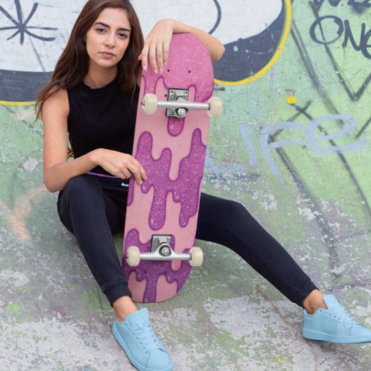 Roze & Paarse Glitter Drip Esthetische Smelten Persoonlijk Skateboard