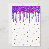 Roze Paarse Glitter Drip Verjaardag Sweet 16 Foto Kaart (Achterkant)