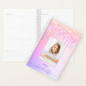 Roze paarse glitter druppels foto meisje 2026 planner (Display)