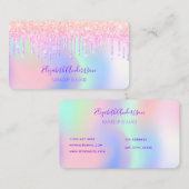 Roze paarse glitter druppelt holografisch make-up  visitekaartje (Voorkant / Achterkant)