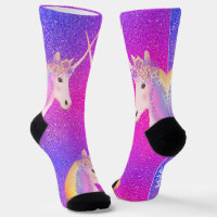 Roze Paarse Glitter Eenhoorn Regenboog