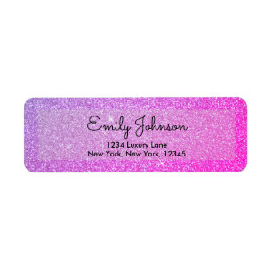 Roze Paarse Glitter en Glans Etiket