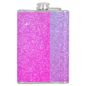 Roze Paarse glitter en Sparkle Monogram Heupfles (Achterkant)