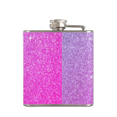 Roze Paarse glitter en Sparkle Monogram Heupfles (Achterkant)