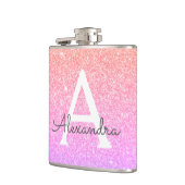 Roze Paarse glitter en Sparkle Monogram Heupfles (Links)