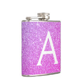 Roze Paarse glitter en Sparkle Monogram Heupfles (Rechts)