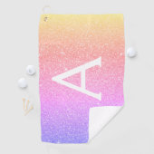 Roze Paarse Glitter- en Sparkle Monogram-naam Golfhanddoek (Insitu)