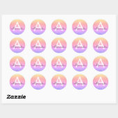 Roze - Paarse Glitter en Sparkle Monogram Ronde Sticker (Vel)