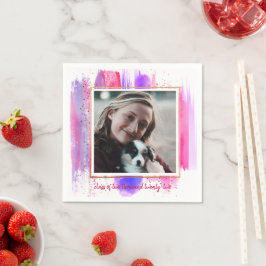 Roze & Paarse Glitter Glans Afstuderen Servet