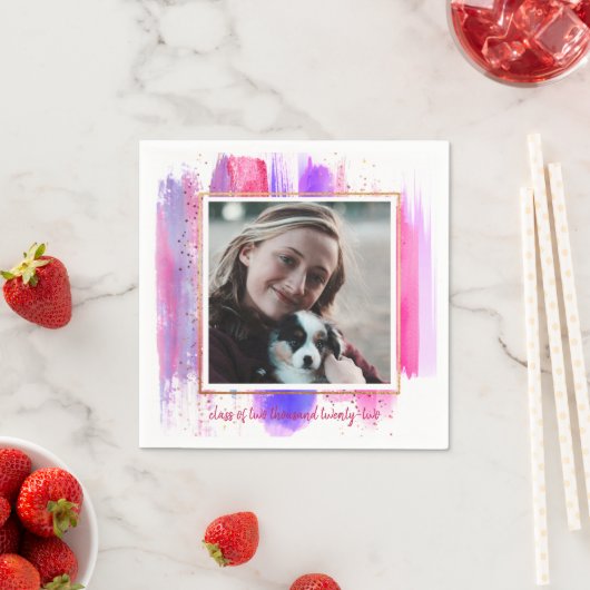Roze & Paarse Glitter Glans Afstuderen Servet (Insitu)