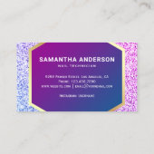 Roze Paarse Glitter Gold Nail Poolse Manicurist Visitekaartje (Achterkant)