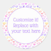 Roze Paarse glitter Hearts Aangepast Ronde Sticker (Voorkant)