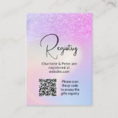 Roze Paarse Glitter Holografisch bruidsregister qr Informatiekaartje (Voorkant)