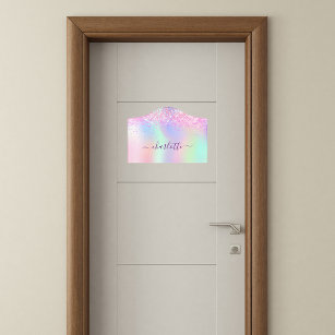 Roze paarse glitter-holografisch naammeisje deurbordjes