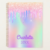 Roze paarse glitter holografisch planner (Voorkant)