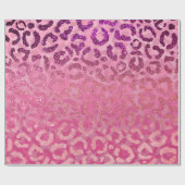 Roze Paarse Glitter Leopard Animal Print Gradiënt Cadeaupapier (Vlak)