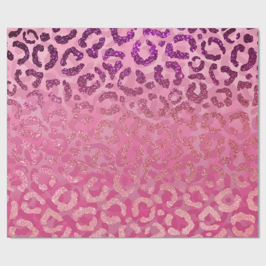 Roze Paarse Glitter Leopard Animal Print Gradiënt Cadeaupapier (Vlak)