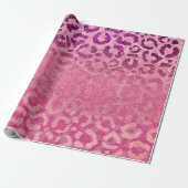 Roze Paarse Glitter Leopard Animal Print Gradiënt Cadeaupapier (Uitgerold)