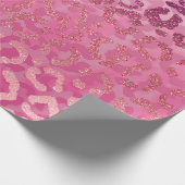Roze Paarse Glitter Leopard Animal Print Gradiënt Cadeaupapier (Hoek)