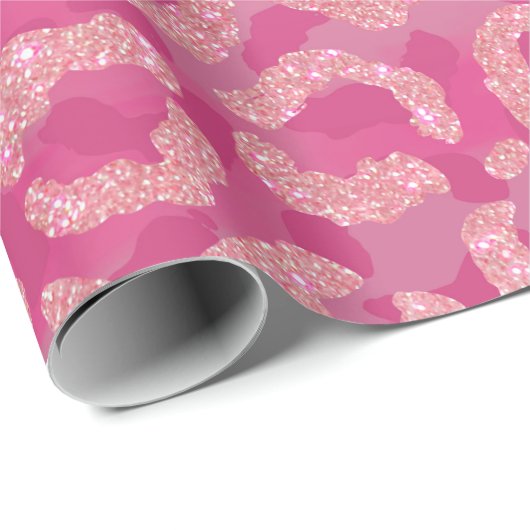 Roze Paarse Glitter Leopard Animal Print Gradiënt Cadeaupapier (Rol Hoek)