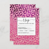 Roze Paarse Glitter Leopard Animal Print Gradiënt Informatiekaartje (Voorkant / Achterkant)