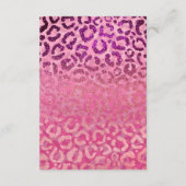 Roze Paarse Glitter Leopard Animal Print Gradiënt Informatiekaartje (Achterkant)