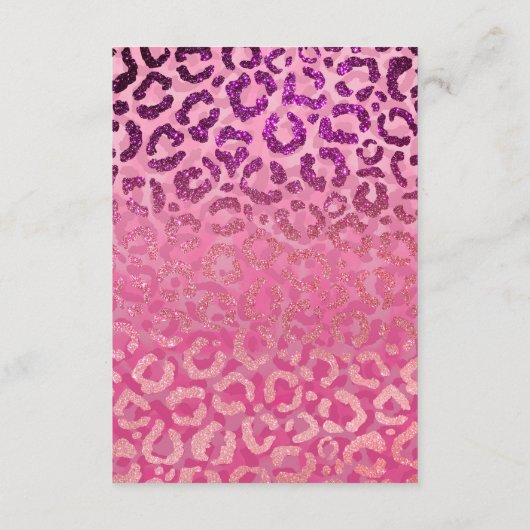 Roze Paarse Glitter Leopard Animal Print Gradiënt Informatiekaartje (Achterkant)