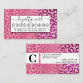 Roze Paarse Glitter Leopard Animal Print Gradiënt Klantenkaartje (Voorkant / Achterkant)