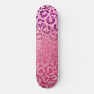 Roze Paarse Glitter Leopard Animal Print Gradiënt Persoonlijk Skateboard