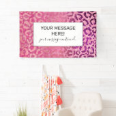 Roze Paarse Glitter Leopard Animal Print Gradiënt Spandoek (Insitu)