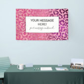 Roze Paarse Glitter Leopard Animal Print Gradiënt Spandoek (Beurs)