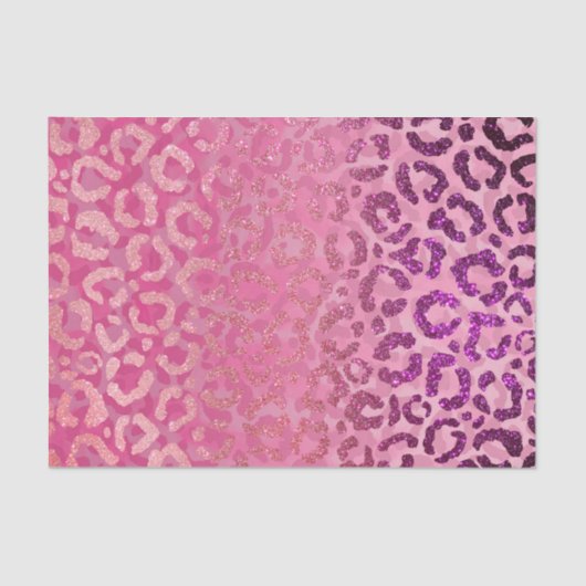 Roze Paarse Glitter Leopard Animal Print Gradiënt Tissuepapier (Voorkant)