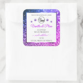 Roze Paarse Glitter-Logo Vierkante Sticker (Tas)