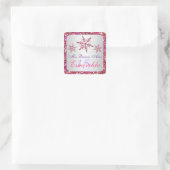 Roze, Paarse Glitter LOOK Snowflakes Sticker (Tas)