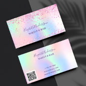 Roze paarse glitter make-up qr code visitekaartje