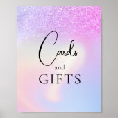 Roze Paarse Glitter Ombre Gift Table Vrijgezellenf Poster (Voorkant)