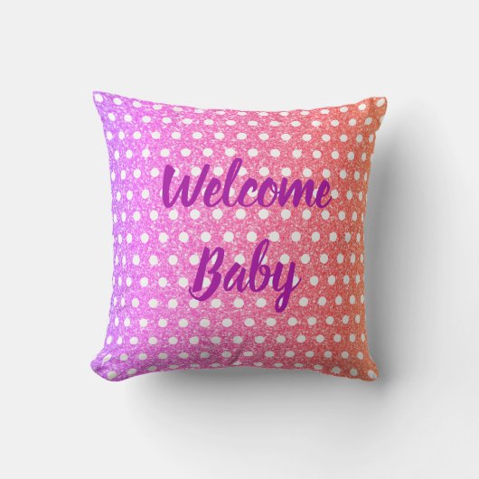 Roze Paarse Glitter Polka Dots Schattige Baby show Kussen (Voorkant)