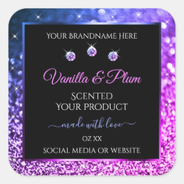 Roze Paarse Glitter Product Labels diamanten zwart