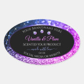 Roze Paarse Glitter Product Labels diamanten zwart (Voorkant)