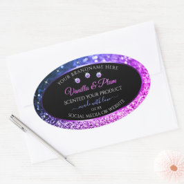 Roze Paarse Glitter Product Labels diamanten zwart