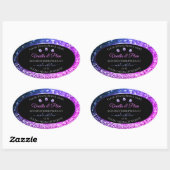 Roze Paarse Glitter Product Labels diamanten zwart (Vel)