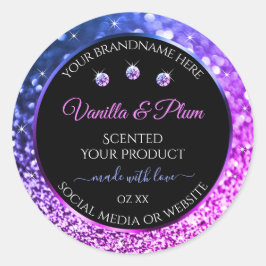Roze Paarse Glitter Product Labels diamanten zwart