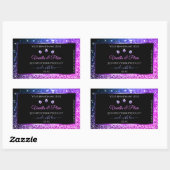 Roze Paarse Glitter Product Labels diamanten zwart (Vel)