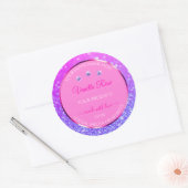 Roze Paarse Glitter Product Labels neushoorns (Envelop)
