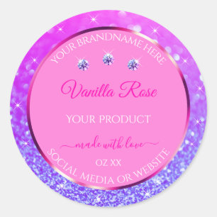Roze Paarse Glitter Product Labels neushoorns