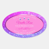 Roze Paarse Glitter Product Labels neushoorns (Voorkant)