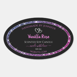 Roze Paarse Glitter Product Verpakkingslabels Zwar Ovale Sticker