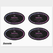 Roze Paarse Glitter Product Verpakkingslabels Zwar Ovale Sticker (Vel)